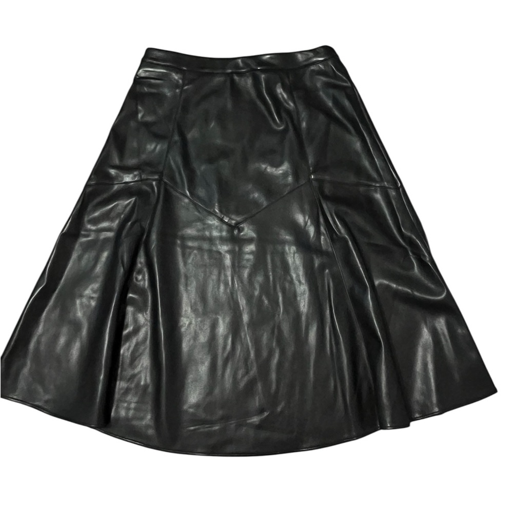 Marc New York Black Faux Leather Midi Skirt with Stud Details Size: Medium - Picture 5 of 9